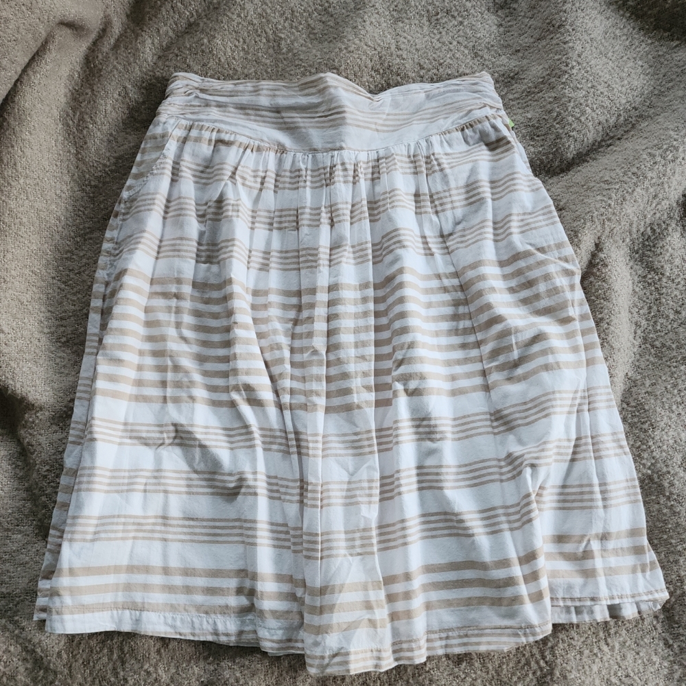 Democracy womens striped pull on lined skirt slash pockets size xl tan